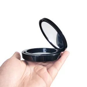 빈 라운드 커스텀 10g 휴대용 양면 화장품 포장 더블 레이어 컴팩트 파운데이션 케이스 거울이있는 메이크업 파우더 케이스
