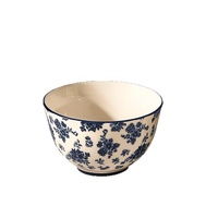 Service de table en céramique sous glaçure haut de gamme de style français Xuanhui, motif floral bleu vintage, motif végétal, compatible micro-ondes pour la maison