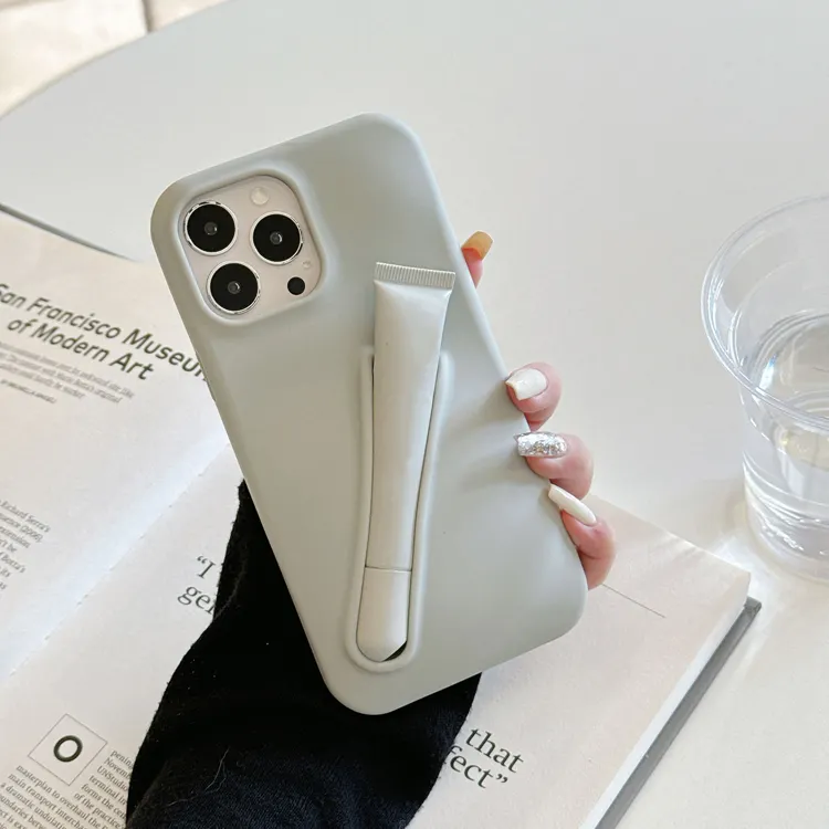 Moda tasarımcısı dudak parlatıcısı dudak Blam tutucu 3D silikon cep telefonu iPhone için kılıf 15 14 13 Pro Max
