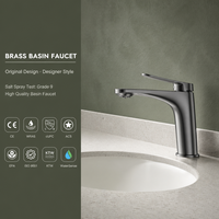Robinet de lavabo gris bronze H3286, mitigeur monocommande à poser sur le comptoir pour salle de bain