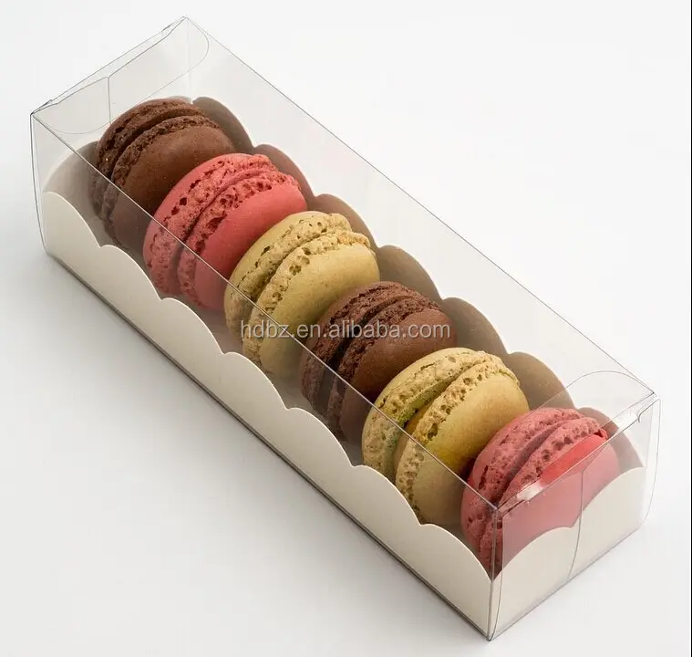 Luxury Recyclable PET/PP Box For Macaron Clear Folding Transparent Plastic Packaging Box clear plastic macaroon box