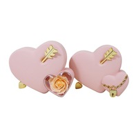 Cadeau Saint Valentin Rouge Rose Coeur Rose Boîte Cadeau Fenêtre Ouverte Conservée Pour Toujours Éternel Rose Pendentif Collier Anneau