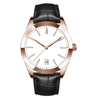 Montre à quartz pour homme en acier inoxydable 316L, étanche 5 bars, avec cadran personnalisable, style professionnel simple, verre saphir et bracelet en cuir