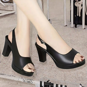 Sandali Eleganti da Donna <span class=keywords><strong>con</strong></span> Tomaia in Pizzo, Punta Aperta, <span class=keywords><strong>Tacco</strong></span> Spesso Singolo e Design <span class=keywords><strong>con</strong></span> Fibbia, <span class=keywords><strong>Scarpe</strong></span> Estive Morbide per il Commercio Estero - Product Image 4