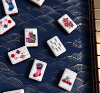 Ensemble de Mahjong américain en acrylique sur le thème de Noël, 160 tuiles, décoration de vacances d'hiver, logo personnalisé, vente en gros, prêt à expédier, cadeau en stock