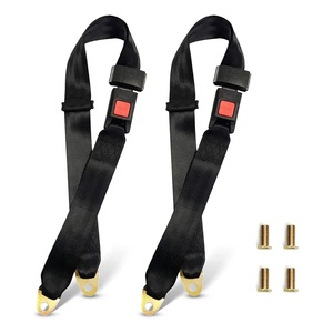 Ceinture de sécurité universelle à 2 points, 2 pièces, noire avec boucle rouge pour la sécurité du véhicule - Product Image 1
