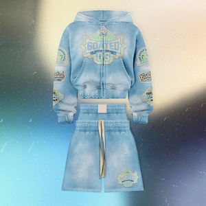 Sunfaded Vintage Washed Sewatpants Hoodie Tracksuit <b>Set</b> Men Custom Distressed Embroidery Two Piece <b>Sets</b> Sweatsuits Casual - Product Image 1