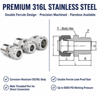 Food Grade Stainless Steel Male Connector 316L Sanitary Single Ferrule Tube Fitting for Dairy Brewery Processing
