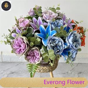 Set di 10 Rose Austin e Gigli Artificiali in Offerta, Bouquet per Matrimoni, Feste, Decorazioni per la Casa e Centrotavola - Product Image 3