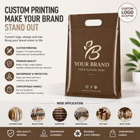 Sacs en plastique personnalisés, imperméables, durables, avec poignée découpée, logo personnalisé pour l'emballage de vêtements, de produits de beauté et de vente au détail