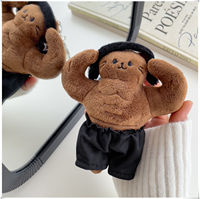 Porte-clés en peluche HECION style coréen INS, chat musclé, adorable jouet en peluche avec abdominaux pour décoration de sac et porte-clés