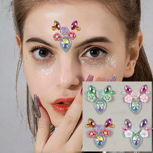 Rhinestone Face Gem Temporary <b>Tattoo</b> Sticker Rainbow Flower Body Art Festival Decor - Product Image 3