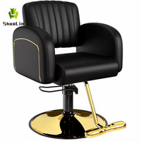 Fauteuil de Barbier Ergonomique Moderne avec Relevage Hydraulique, Siège en Cuir Pivotant à 360°, Cadre Métallique pour Salon de Coiffure et Spa