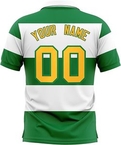 Chemises polo rayées vertes et blanches personnalisées par sublimation, maillot de sport d'équipe pour hommes, nom et numéro personnalisés, t-shirt d'entraînement décontracté - Product Image 2