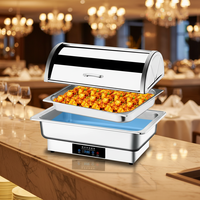 Plat chauffant électrique haut de gamme en acier inoxydable avec contrôle de la température par bouton pour hôtel, restaurant, restauration familiale, événements de buffet