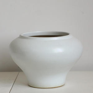 Jarrón <span class=keywords><strong>de</strong></span> cerámica blanco grande Retro Wabi Sabi Sle Folklore Inn Zen arcilla simulada florero <span class=keywords><strong>de</strong></span> vientre grande artículo decorativo para el hogar - Product Image 4