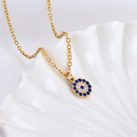 Collier œil de cheval en zircon bleu clair, style vintage, pendentif œil porte-bonheur, collier étanche en acier inoxydable, bijoux, cadeau de fête