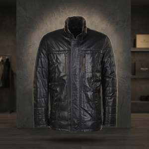 Lambskin Leather and Sheepskin Lined <b>Coat</b> in Timeless Black - Kensington Elegance for Stylish Comfort - Product Image 3