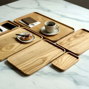 Assiettes de service rectangulaires en bois de frêne, design minimaliste, durables, de qualité alimentaire, lavables au lave-vaisselle, écologiques, style japonais - Product Image 4
