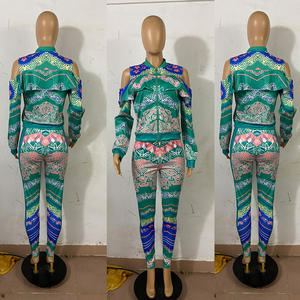 10910-MX5 con cerniera elastica Plus Size aderente con stampa due pezzi Set di abbigliamento da donna Sehe Fashion - Product Image 5