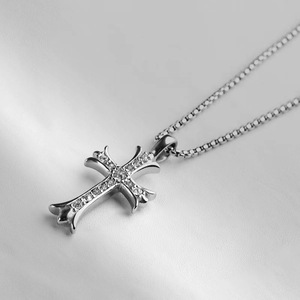 Designable Rhinestone <b>Cross</b> Pendant Sweater <b>Chains</b> for <b>Men</b> Titanium Steel <b>Chain</b> Hip-hop Fashion Jewelry Necklaces - Product Image 2