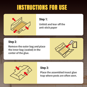 Trampas Adhesivas Multi-Insectos, Paquete de 10, Adhesivo No Tóxico con Cebo para Atrapar Cucarachas, Control de Plagas en Interiores del Hogar - Product Image 4