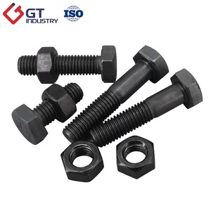 Bu lông lục giác SAE J429 ASTM A449 A354 cỡ 1/4 1/2 5/8, cấp 5 cấp 8, thép mạ đen, ren, kèm đai ốc và ron - Product Image 1