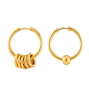 Pendientes de aro de acero inoxidable, diseño geométrico dorado y plateado, para fiesta, joyería de moda unisex - Product Image 5