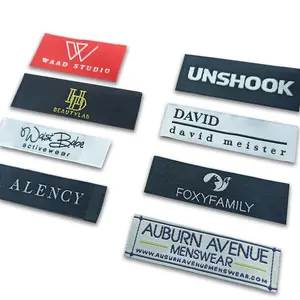 Tags And Labels Custom Clothing Tags Black White Fabric Tags Garment Labels For Bag Shoes Clothing Polyester Adhesive Woven Labels