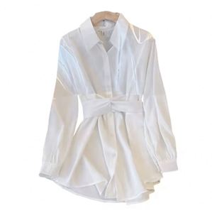 เสื้อผู้หญิงแฟชั่น2025สีพื้นมีสายรัดเอวแขนยาวติดกระดุมสไตล์ฝรั่งเศสเสื้อเชิ้ตฤดูใบไม้ผลิ - Product Image 6