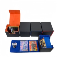 Boîte de rangement pour cartes de jeu TCG Commander en cuir PU de qualité supérieure, fermeture à bouton, épaisseur 30 mm, grande taille, capacité de 100+ cartes
