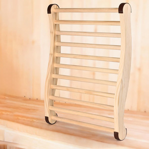 Respaldo de madera en forma de S para sauna, color madera natural, diseño escandinavo - Product Image 1
