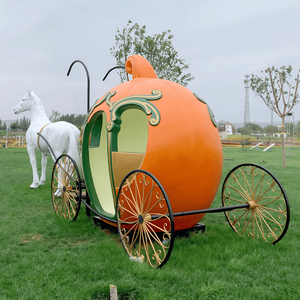 عربة سندريلا الكبيرة المصنوعة من الألياف الزجاجية، تمثال عربة ملكية فاخرة، زينة للزفاف - Product Image 3