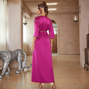 SIPO <strong>Abayas</strong> Musulmane Islamic Clothing Casual Dresses Party Dress Borqa Ladies V-Neck Slim Elegant High-end Satin Spilt Kimono - Product Image 6