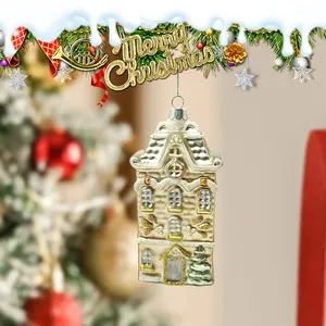 क्रिसमस वृक्ष के गहने गिलास क्रिसमस लटकता हुआ कस्टम भवन निर्माण फांसी सजावट लटकन उपहार
