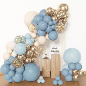 Kit de guirlande d'arche de ballons en latex de 143 pièces/ensemble, bleu poussière métallique, or, blanc, sable, pour mariage, <span class=keywords><strong>anniversaire</strong></span>, fête - Product Image 4