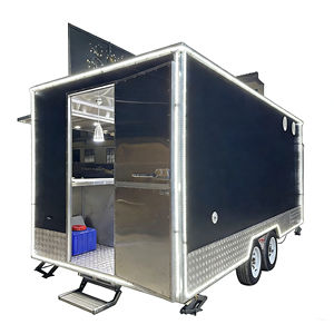 Chariot de vente ambulante multifonctionnel en acier inoxydable à 4 roues, noir, pour crème glacée, nourriture, camping, avec porte arrière - Product Image 4