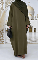 Abaya ouverte personnalisée en gros 2026, ornée de perles noires, pour femme musulmane, robe à manches longues, en polyester respirant, confortable à porter