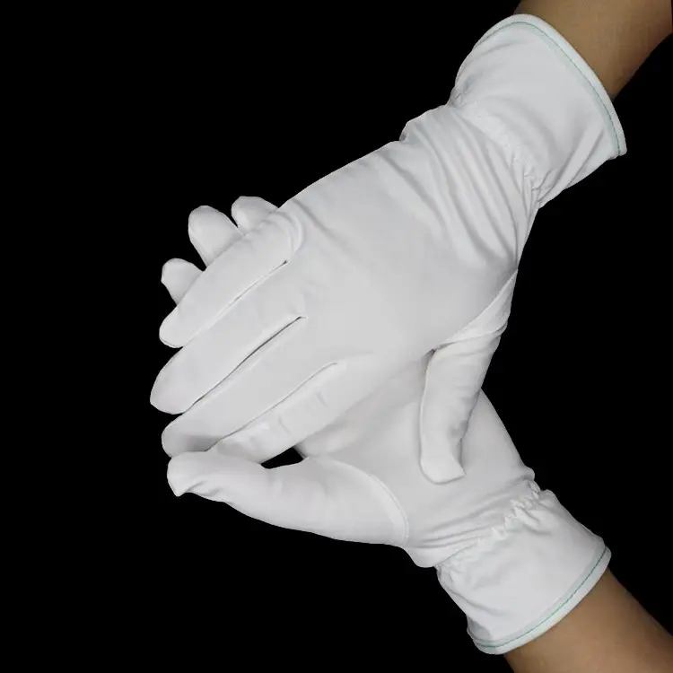 ถุงมือไมโครไฟเบอร์เปิดข้างสีขาวสำหรับผู้หญิง,ถุงมือทำความสะอาดเครื่องเพชรพลอยแบบไม่ต้องปัดฝุ่นแบบพรีเมียม