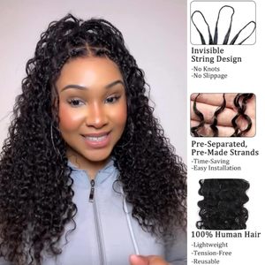 Extensions au crochet Water Deep Wave Jerry Curly 1b Feather Double Drawn, sans nœuds, pré-séparées, réutilisables pour tressage - Product Image 2