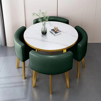 Ensemble table et chaises rondes modernes de luxe, avec pieds en métal, convient pour 4 personnes, mobilier de restaurant