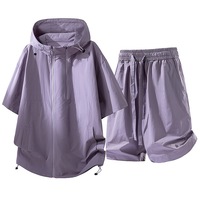 Conjunto de Camiseta y Pantalones Cortos de Verano con Bloques de Color, de Secado Rápido y Sensación Fresca, con Protección UV para Actividades al Aire Libre