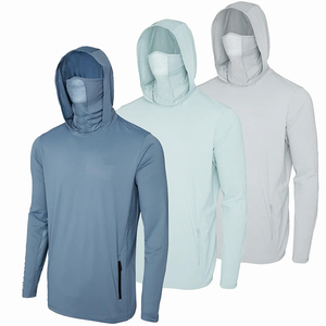 Haut de pêche personnalisé <span class=keywords><strong>pour</strong></span> homme en mélange polyester-spandex, respirant, avec trous d'aération, cache-cou et <span class=keywords><strong>masque</strong></span> intégré, protection UPF 50, vente en gros - Product Image 1