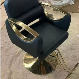 Fauteuil de salon de coiffure haut de gamme, pivotant et relevable, en acier inoxydable, métal noir, siège de barbier pour hommes, chaises de barbier pour femmes - Product Image 2