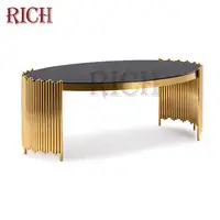 Dorado Acero inoxidable arte círculo mesa de café de vidrio oscuro top 8mm Oficina mesa de té venta cuadrada moderna mesa de café