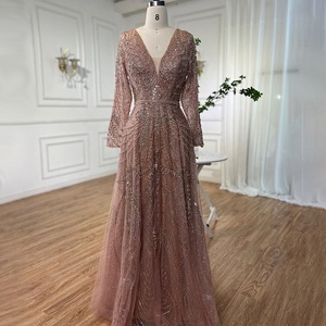 Buy In Bulk Rose Gold Long Sleeve Dress Chiffon Fabric, Ruffled Pleats |  Alibaba.com