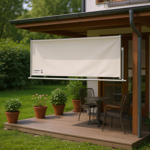 Auvent latéral rétractable crème 39,4x118,1 po, abri extérieur mural, cadre en aluminium, tissu polyester - Product Image 2