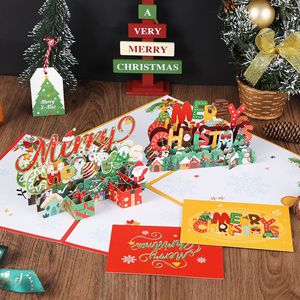 Tarjeta de Felicitación Navideña Personalizada al por Mayor, Tarjeta de Felicitación 3D con Diseño de Dibujos Animados, Nueva Tarjeta de Felicitación Navideña Pop-up 2026 con Sobre - Product Image 1