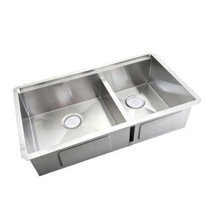 Chậu rửa đôi bằng thép không gỉ SUS304, làm thủ công, bề mặt chải, lắp đặt âm bàn, thiết kế hiện đại, kích thước tùy chỉnh theo yêu cầu. - Product Image 4