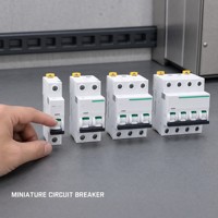 Disjoncteur miniature (MCB) monophasé 1P 15A/100A haute capacité 10KA, noir, enfichable, avec éléments en cuivre et plastique, courant nominal